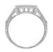 Art Deco Diamond Filigree Royal Castle Wedding Ring - 18 Karat White Gold Hugger Band