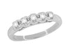 Retro Moderne Filigree Straightline Diamond Wedding Ring in 14 Karat White Gold