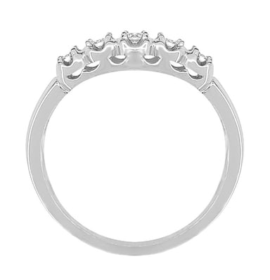 Retro Moderne Platinum Straightline 5 Diamond Filigree Wedding Ring - alternate view