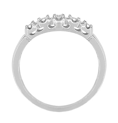 Retro Moderne White Sapphire Filigree Wedding Ring - 14K White Gold - alternate view