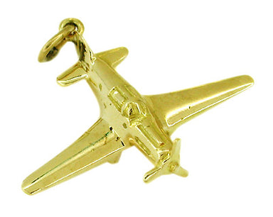 Fighter Airplane Charm in 14 Karat Gold - 1940's Vintage