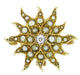 Antique Victorian Diamond and Seed Pearl Starburst Pendant Brooch in 14 Karat Gold