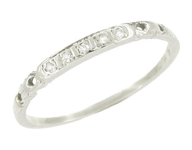 Vintage Thin 1930's Diamond Band in 14 Karat White Gold