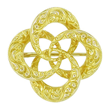 Antique Victorian Algerian Love Knot Brooch in 14 Karat Gold