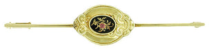 Antique Victorian Bar Brooch Set with Rhodolite Garnet in 14 Karat Gold