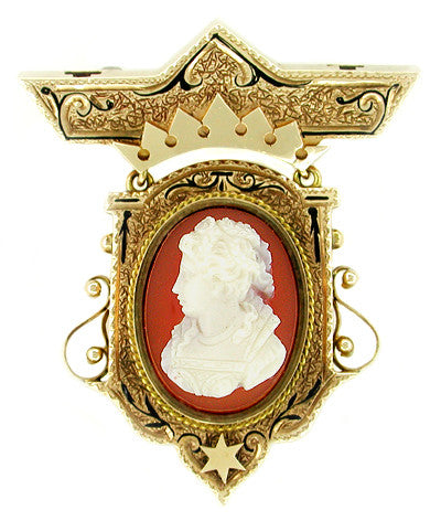 A Large Shell Carved Cameo Brooch By D. Fulio On 9ct Gold Mo A Large Shell Carved Cameo Brooch By D. Fulio On 9ct Gold Mo