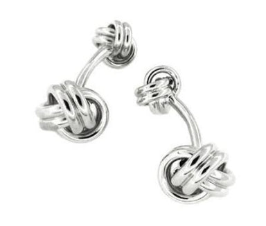 Victorian Knot Cufflinks in 14 Karat White Gold