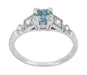 3/4 Carat Aquamarine and Diamond Art Deco Engagement Ring in 18K White Gold