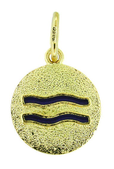 Aquarius Enameled Charm in 14 Karat Gold - alternate view