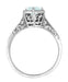 Filigree Hexagon Art Deco Engraved 3/4 Carat Aquamarine Engagement Ring in 14K White Gold