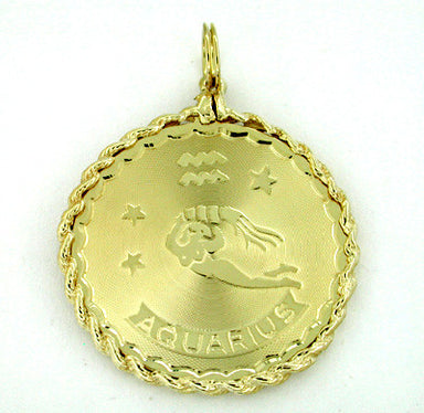 Aquarius Medallion Pendant in 14 Karat Gold