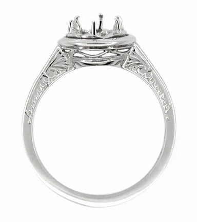 Art Deco 1/2 Carat Platinum Halo Illusion Engagement Ring Setting - alternate view
