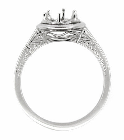 Art Deco 1/2 Carat Platinum Halo Illusion Engagement Ring Setting - Item: R306P - Image: 2
