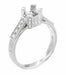 Art Deco Platinum Castle Filigree Engagement Ring Mounting for a 1/2 Carat Diamond