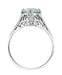 Art Deco Aquamarine Trellis Filigree Engagement Ring in 14 Karat White Gold