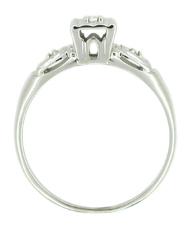 Petite Retro Moderne Lucky Clover Diamond Antique Engagement Ring in 14K White Gold - alternate view
