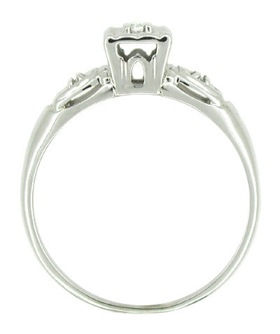 Petite Retro Moderne Lucky Clover Diamond Antique Engagement Ring in 14K White Gold - Item: R218 - Image: 2