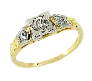 Frederique Art Deco Antique Diamond Engagement Ring in 14 Karat Yellow Gold
