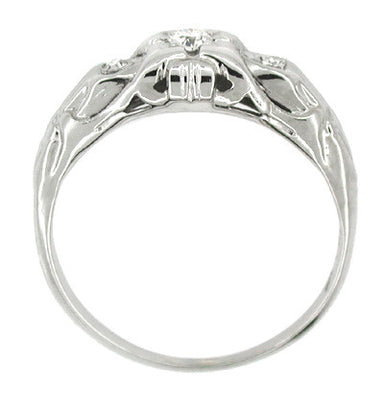 1930's Vintage Haddam Art Deco Diamond Filigree Engagement Ring - 18K White Gold - alternate view