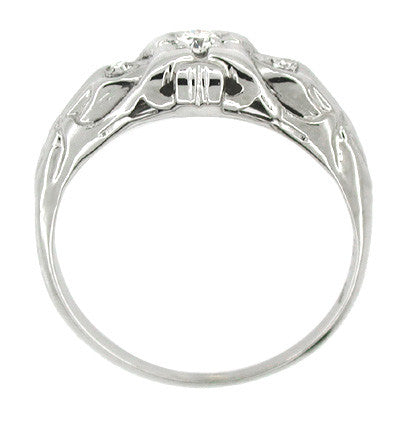 1930's Vintage Haddam Art Deco Diamond Filigree Engagement Ring - 18K White Gold - Item: R210 - Image: 2