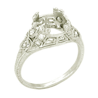 Vintage Art Deco Filigree Greek Key 1.5 Carat Platinum Engagement Ring Mounting - Item: R186 - Image: 2