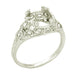 Vintage Art Deco Filigree Greek Key 1.5 Carat Platinum Engagement Ring Mounting