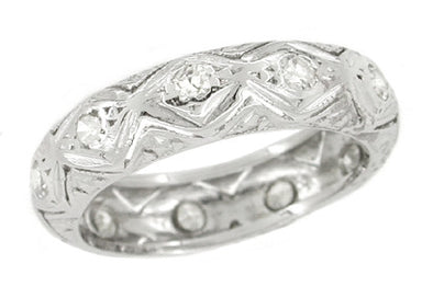 Art Deco Ledyard Antique Diamond Wedding Band in Platinum - Size 6 1/4