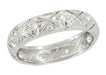 Art Deco Rowayton Clover Antique Diamond Wedding Band - Platinum - Size 7
