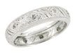 Montowese Vintage Art Deco Gray Diamonds Wedding Band - 18K White Gold - Size 6.5