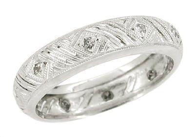 Montowese Art Deco Vintage Gray Diamond Wedding Band - 18K White Gold ...