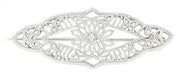 Art Deco Diamond Set Filigree Bar Brooch in 14 Karat White Gold