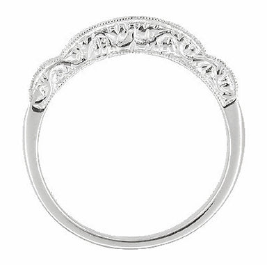 Art Deco Diamond Scroll Carved Wedding Band in Platinum - alternate view