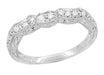 Art Deco Rolling Scrolls Scallop Design Diamond Wedding Band in Platinum