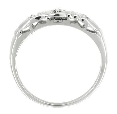 Estate Art Deco Diamond Filigree Wedding Ring in 14 Karat White Gold - Item: R213 - Image: 2