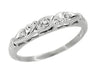 Estate Art Deco Diamond Filigree Wedding Ring in 14 Karat White Gold