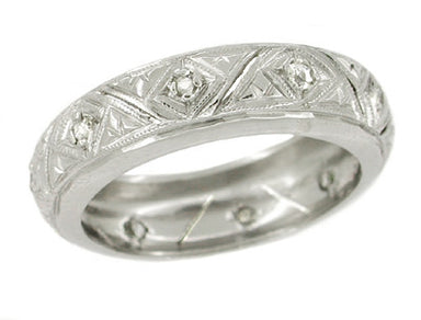 Foxon Deco Rose Cut Diamond Estate Platinum Wedding Band - Size 5