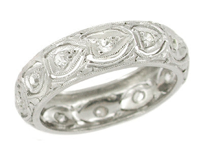 Wilton Art Deco Scalloped Filigree Vintage Diamond Wedding Ring in Platinum - Size 4 3/4