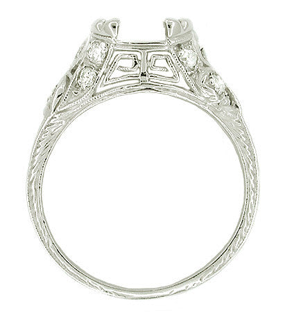 Vintage Art Deco Filigree Greek Key 1.5 Carat Platinum Engagement Ring Mounting