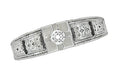 Art Deco Carved Filigree Diamond Engagement Ring in Platinum