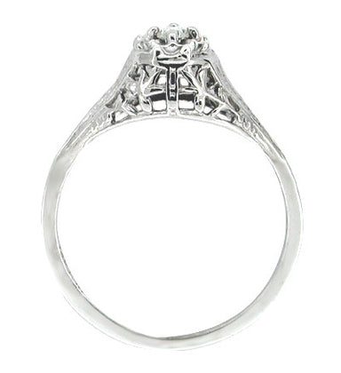 Art Deco Filigree Petite Diamond Ring in 14 Karat White Gold - alternate view