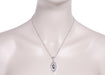 Art Deco Onyx, Camphor Crystal & Diamond Filigree Pendant Necklace in Sterling Silver