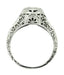 Art Deco Estate Sapphire Ring in 14 Karat White Gold - Filigree Design