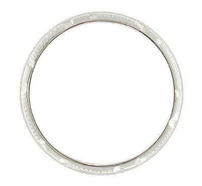 Art Deco Wheat Engraved Wedding Ring in 18 Karat White Gold - Item: R269 - Image: 2