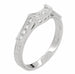 Art Deco Diamonds Curved Filigree Scrolls Engraved Wedding Ring in 18 Karat White Gold
