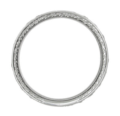 Art Deco Diamond Straightline Vintage Engraved Diamond Wedding Band in Platinum - Size 9 - Item: R582 - Image: 2