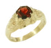 Crowned Maidens Art Nouveau Garnet Ring in 14 Karat Yellow Gold