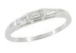 Vintage Baguette 3 Stone Wedding Band in White Gold - DWR137