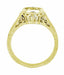 Art Deco Filigree Yellow Gold Low Profile Bezel Engagement Ring Setting for a 1 - 1.25 Carat Round Diamond | 14K or 18K