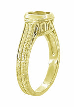 Art Deco Filigree Yellow Gold Low Profile Bezel Engagement Ring Setting for a 1 - 1.25 Carat Round Diamond | 14K or 18K