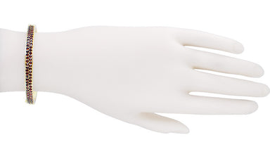 Victorian Bohemian Garnet Bangle Bracelet in Sterling Silver Vermeil - alternate view